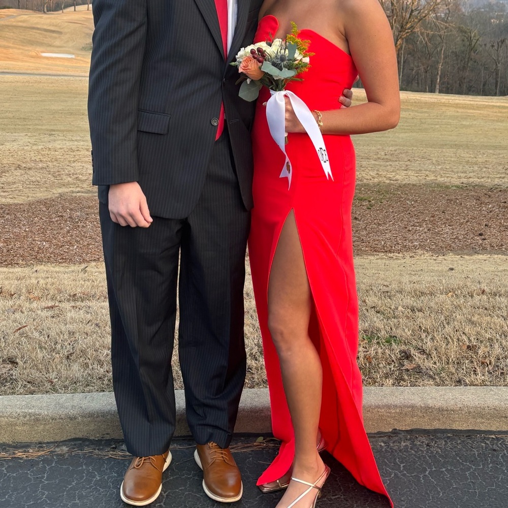 X REVOLVE Strapless Puzzle Gown in Crimson